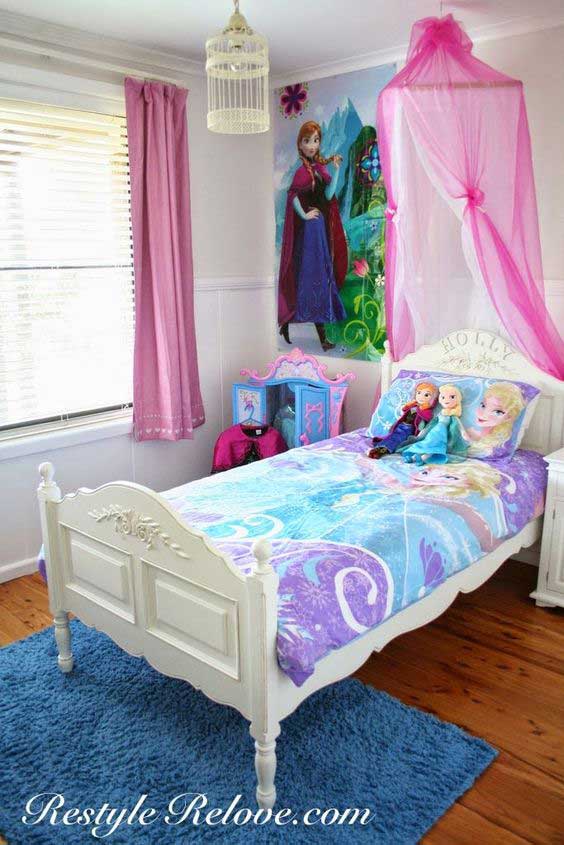 frozen bedroom decor bed themed relove restyle bedrooms canopy rooms theme toddler restylerelove pink homedesigninspired cute source disney castle diy