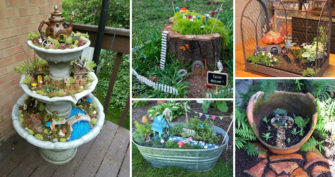 17 Stunning Fairy Gardens Created by Recycled Things