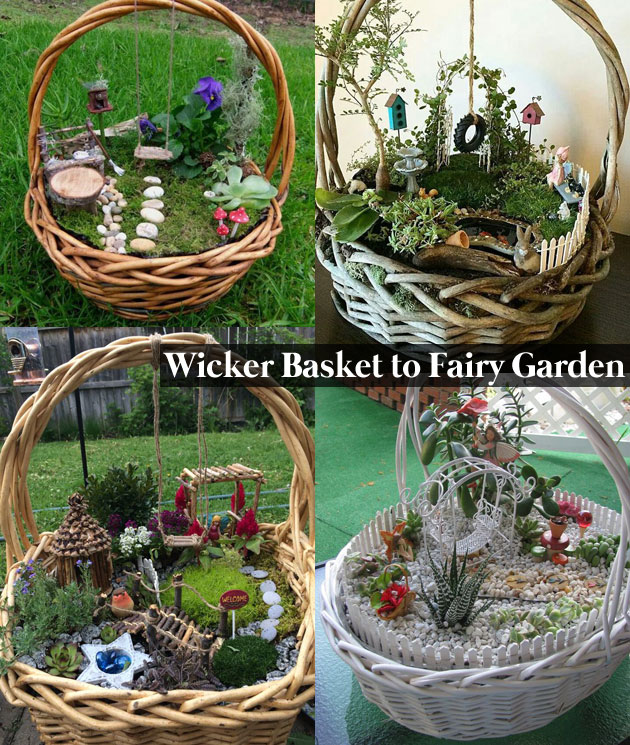 Wicker Basket to Grow Charming Fairy Garden