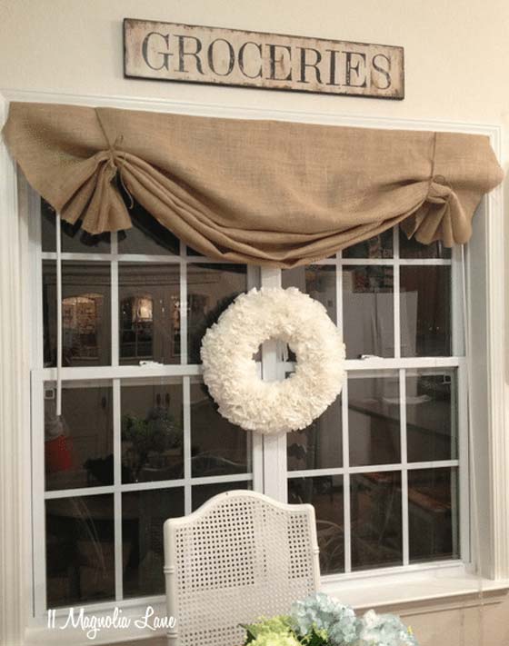 no-sew DIY burlap window valance