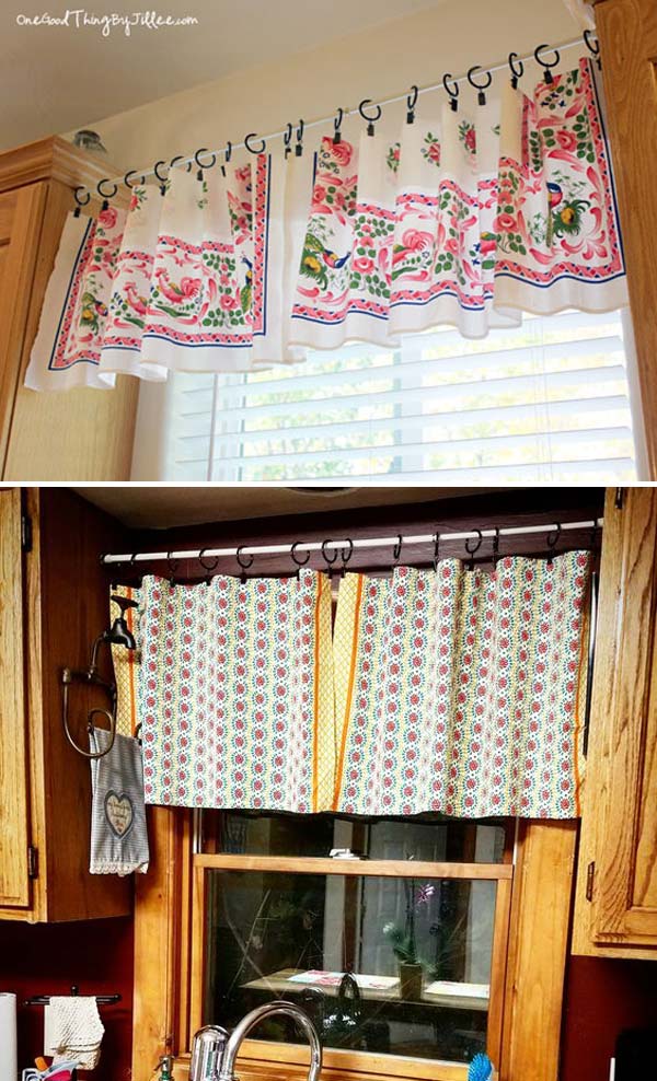 DIY kitchen valance with towels