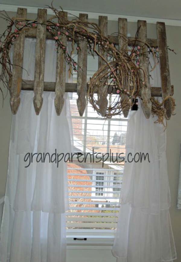 upcycled valence from an old fence section