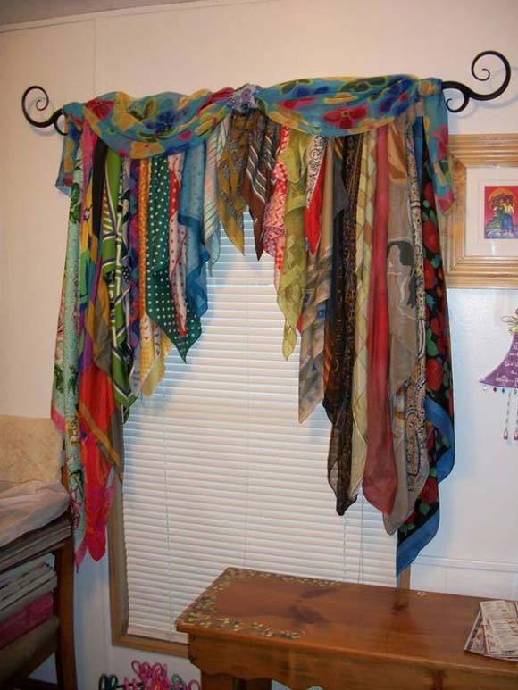 Use old scarves to make a Bohemian curtain