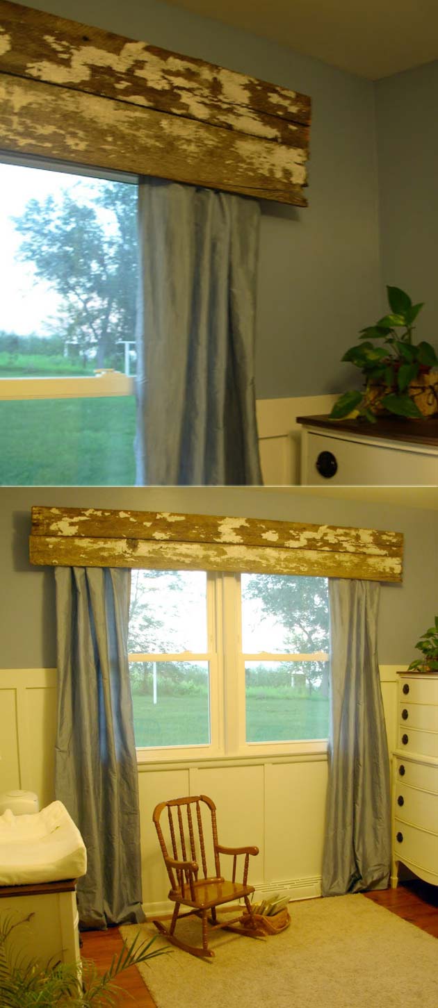 distressed wood valance