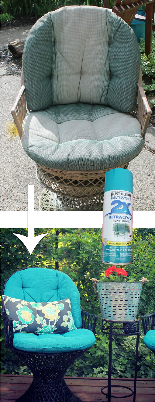 Wicker Patio Chair Set Spray Painted Makeover
