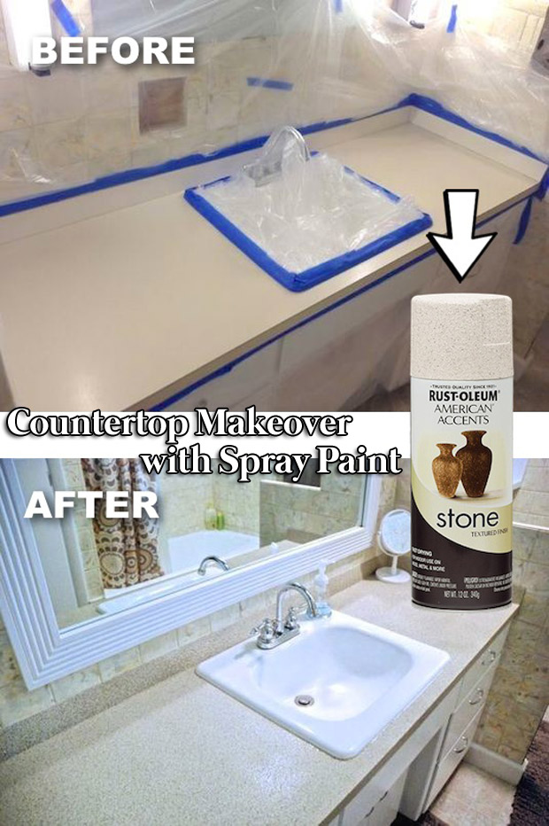 countertop makeover for less than $10 with spray paint