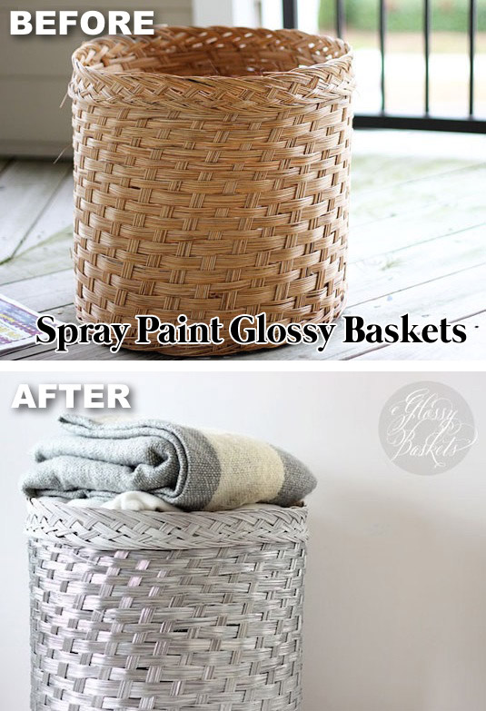Spray painted glossy baskets