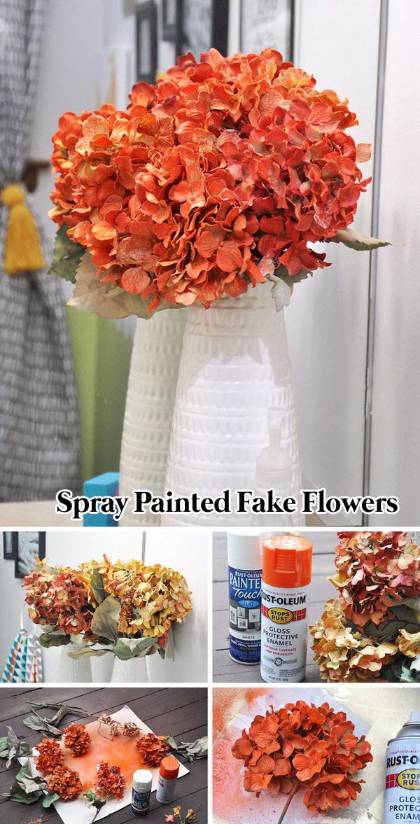 Spray Painted fake flowers
