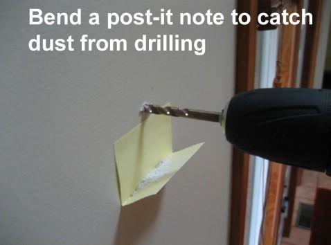 Bend a Post-it Note to Catch Dust from Drilling