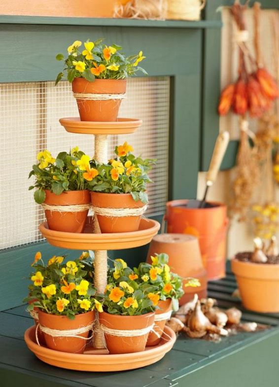 Tiered Planter Plant Stand From Terra Cotta Saucers