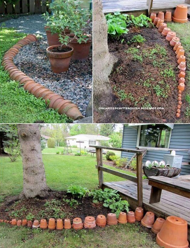 Use The Pots for Garden Edging