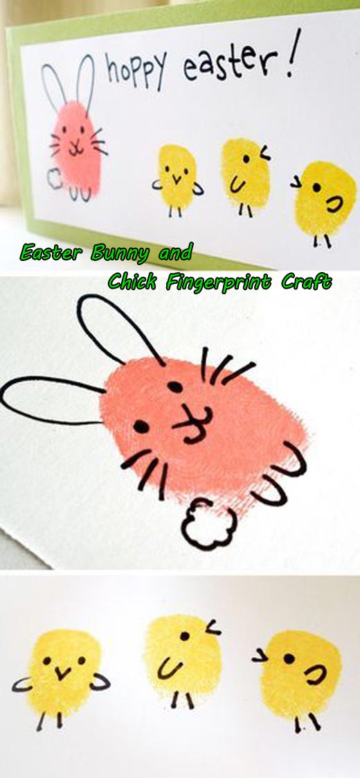 Easter Bunny and Chick Fingerprint Craft