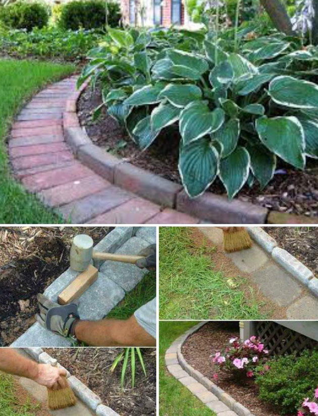 Use Cement or Stone Bricks to Edge Your Garden