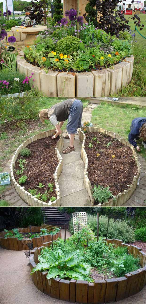 Image of Small circle garden bed made of wood