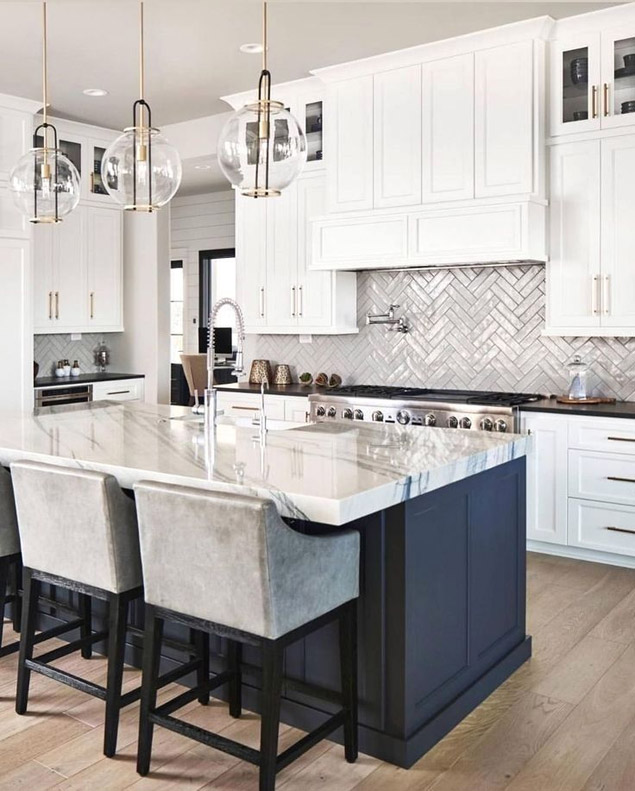 8 Trendy Ideas To Enhance White Kitchen, Best Color For Kitchen Island With White Cabinets