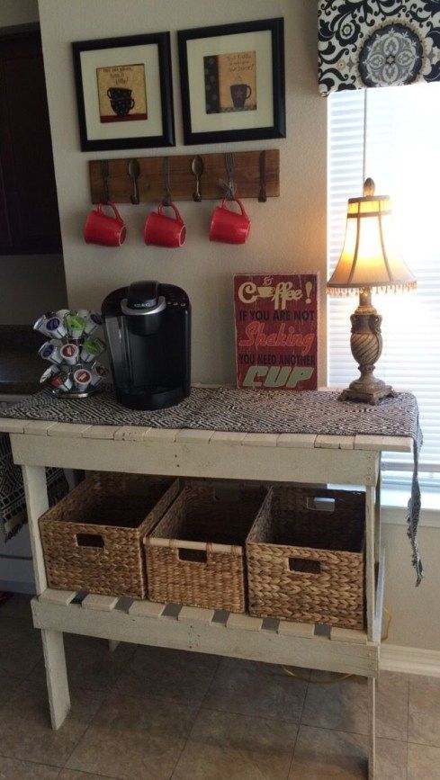 15 DIY Farmhouse Style Coffee Bar Ideas Using Recycled Things