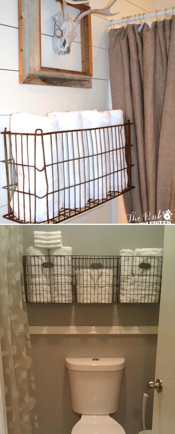 Rustic Farmhouse Wire baskets, Bathroom Storage