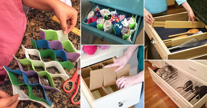 Cardboard Drawer Dividers, Begin assembling the dividers into the drawer.