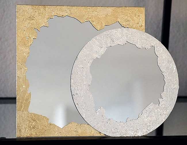 Geometric Mirror with Stained Trim