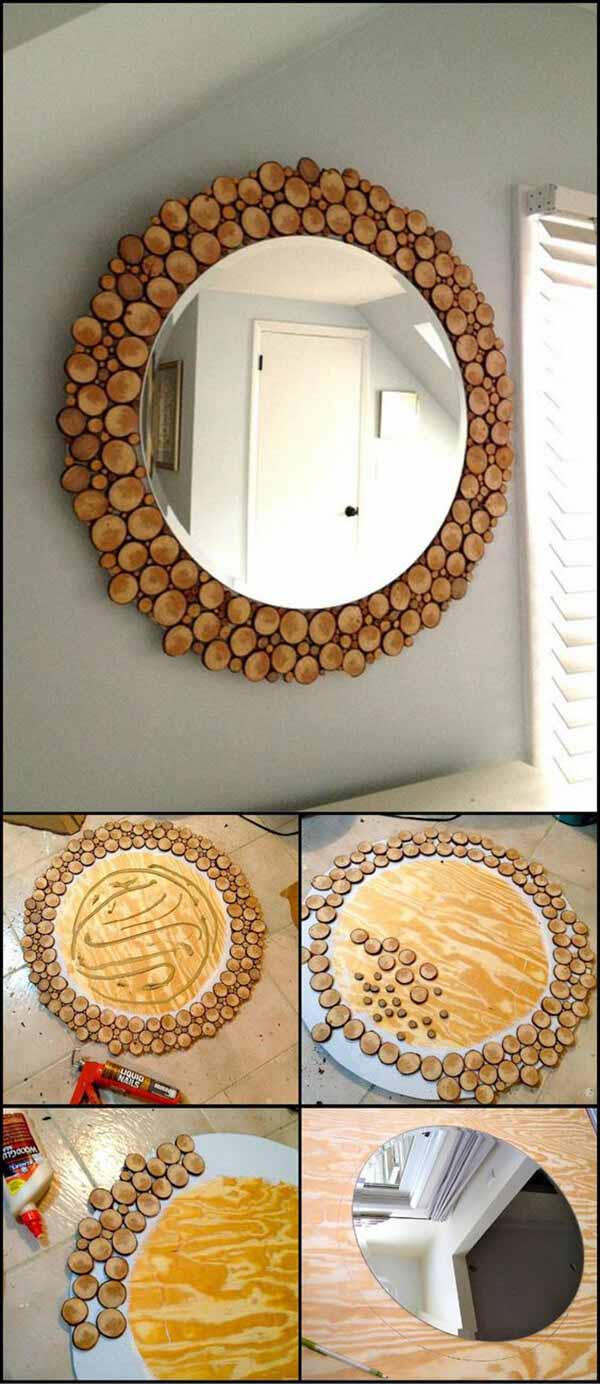 DIY Wood Slice Mirror